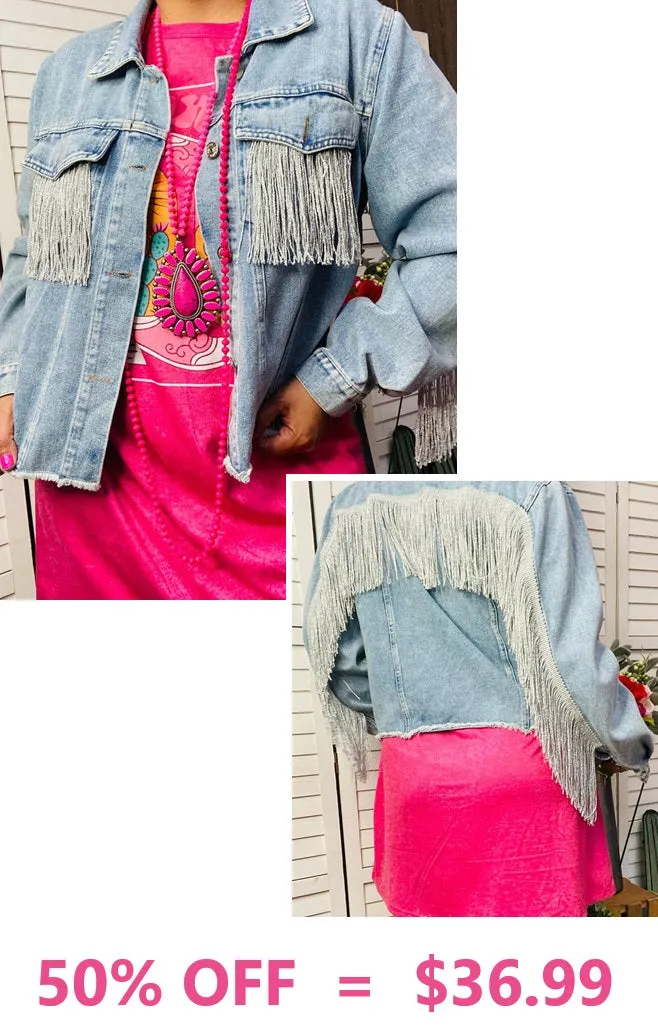 Denim Jacket with Silver fringe