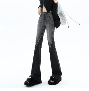 Distressed Patchwork Wide Leg Jeans