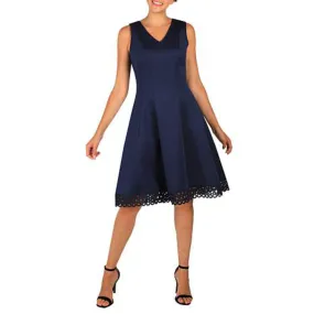 Donna Ricco Sleeveless Scuba Dress with Lace Hem