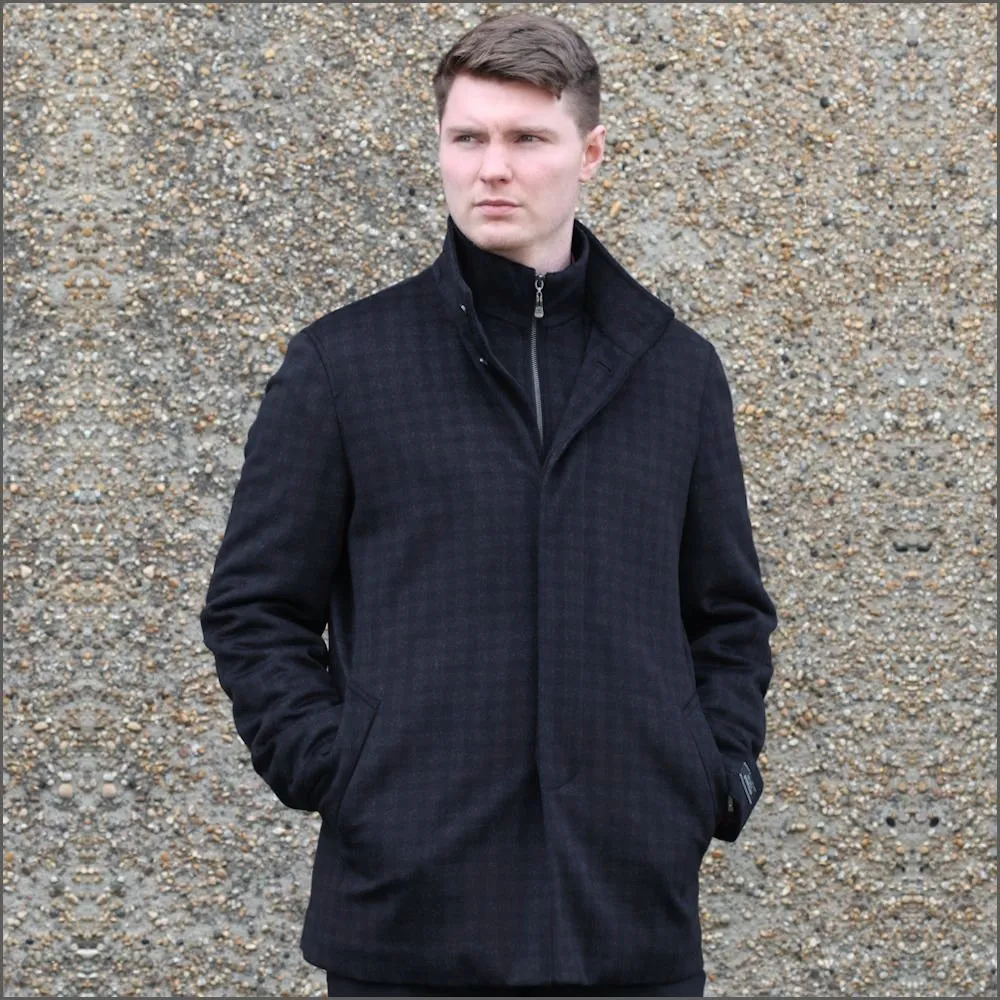 Douglas Harlow Navy Wool Car Coat<>