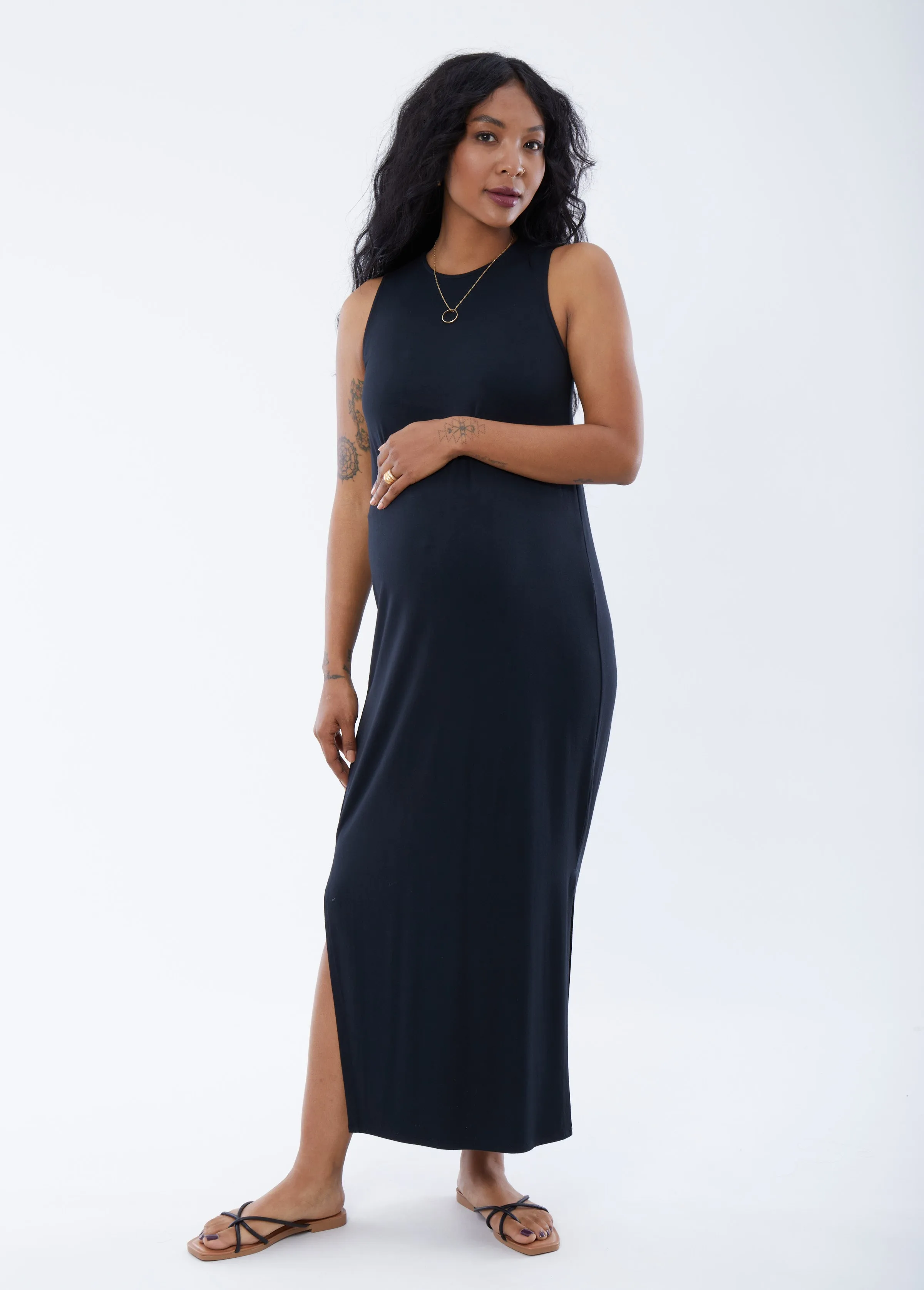 Draped Column Maternity Dress