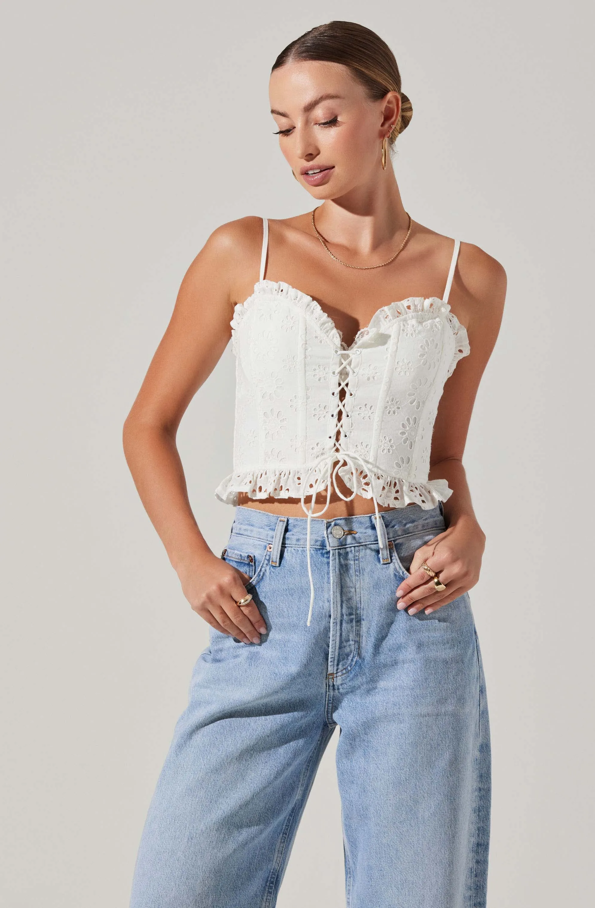 Dreama Lace Up Sleeveless Top