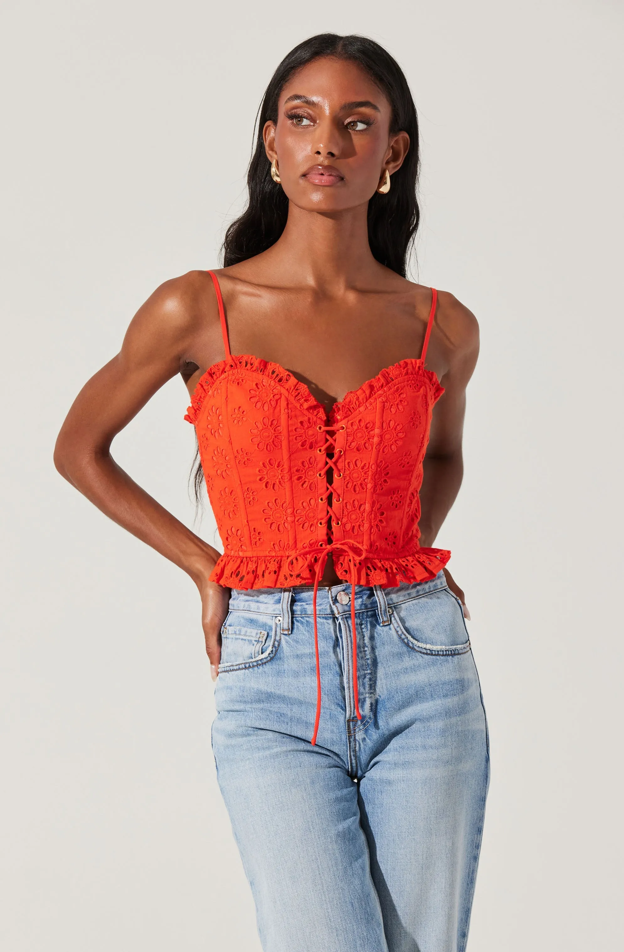 Dreama Lace Up Sleeveless Top