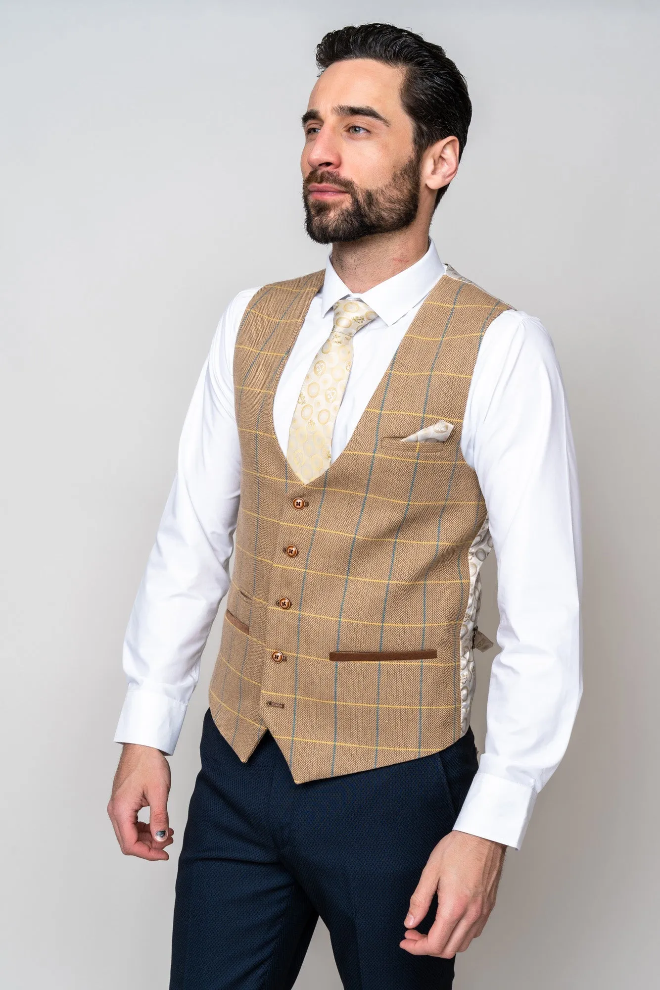 DX7 - Oak Tweed Check Waistcoat