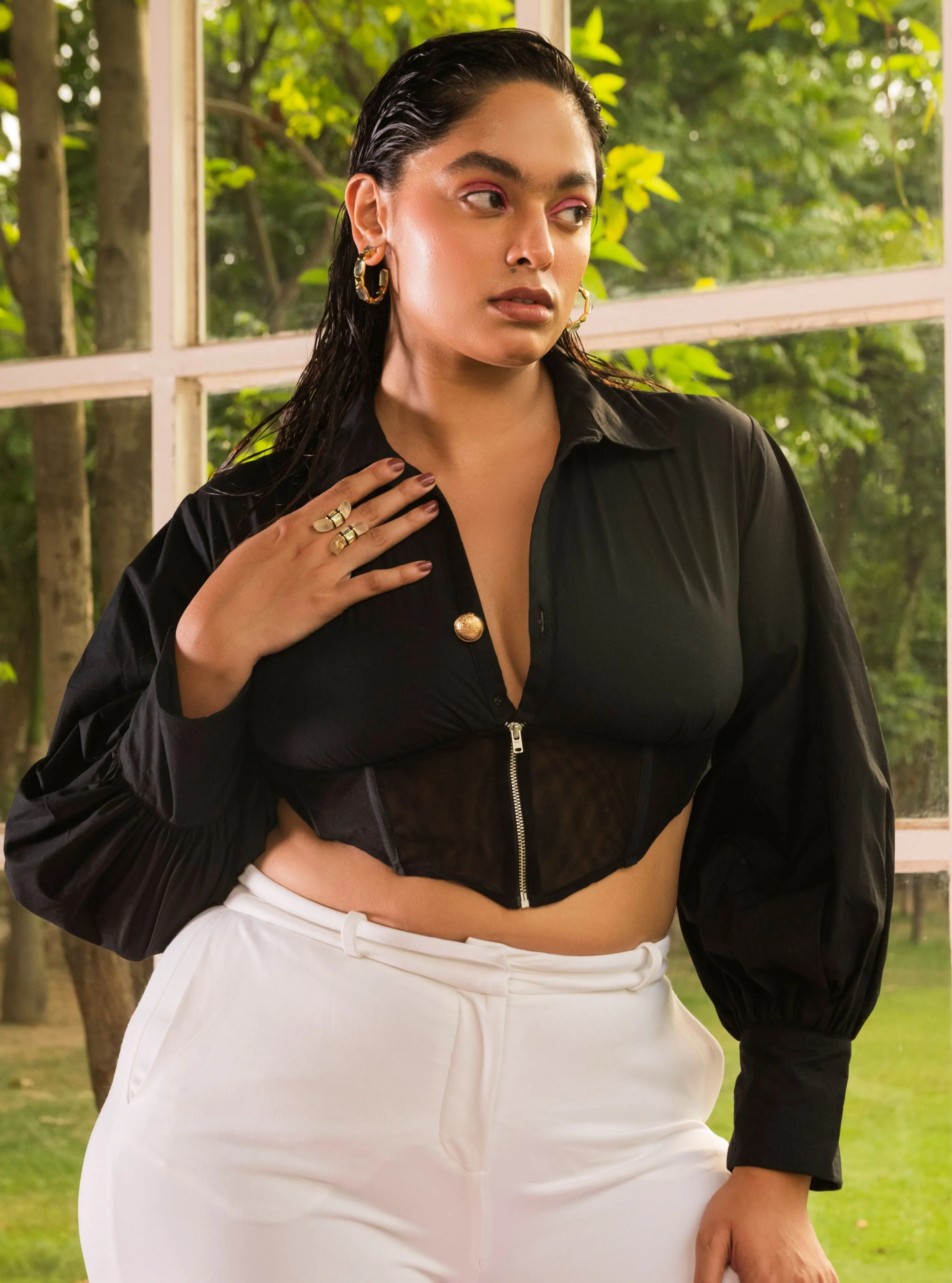 Elenor Mesh Corset Shirt