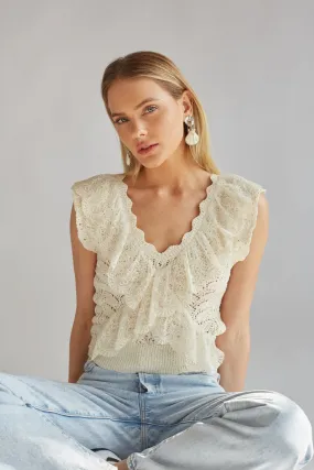 Elora Crochet Lace Trim Top