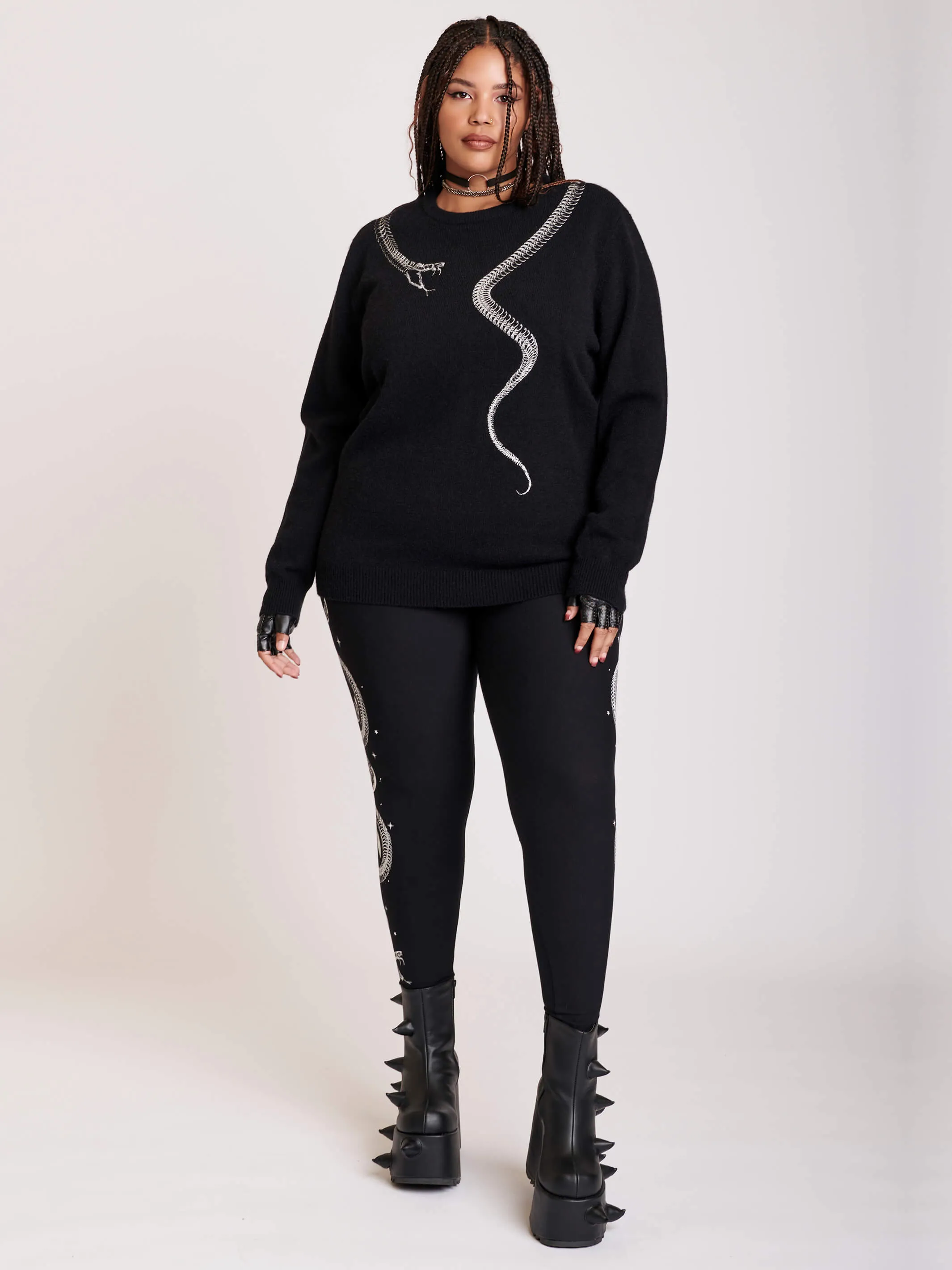 Embroidered Snake Sweater