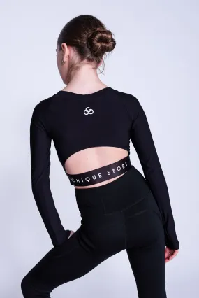 Empower Long-Sleeve Crop in Black