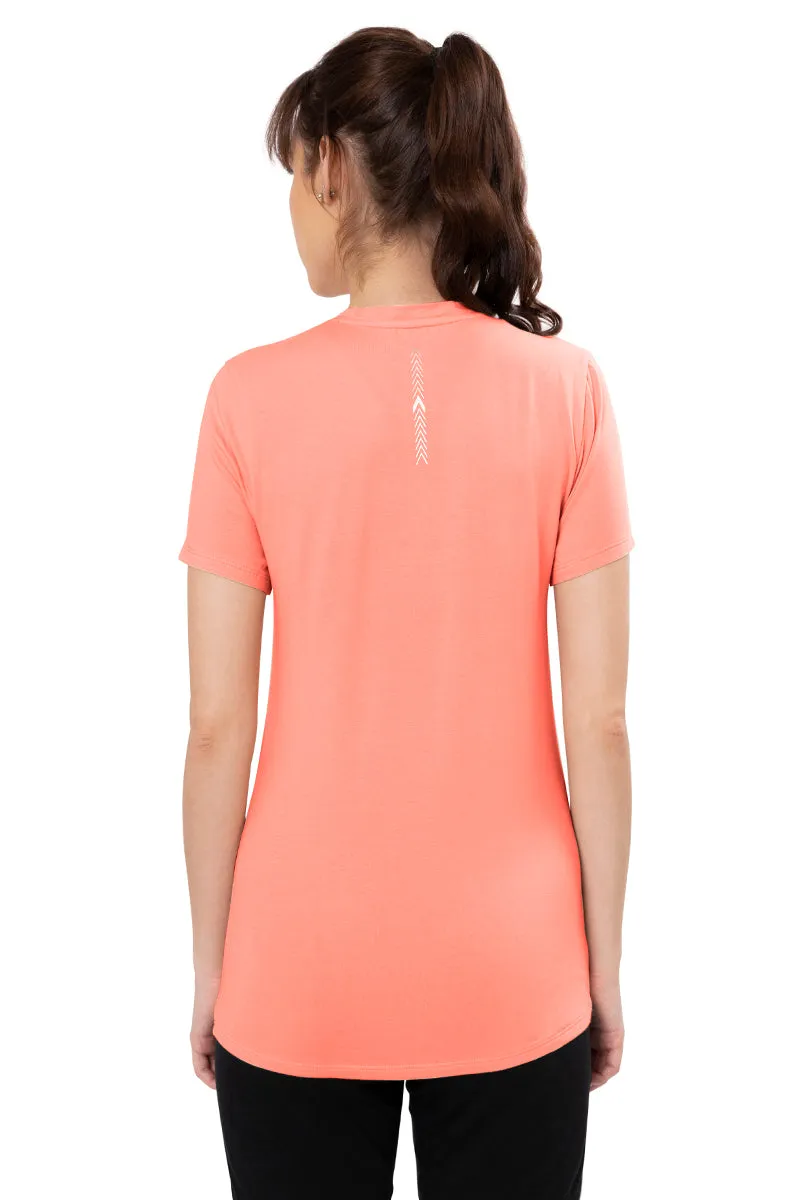 Energize Short Sleeve V-Neck Active T-Shirt - Coral Almond