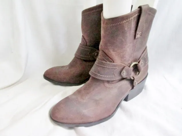 EUC Womens MOSSIMO SUPPLY CO. Leather HARNESS Engineer BOOTS 9.5 BROWN