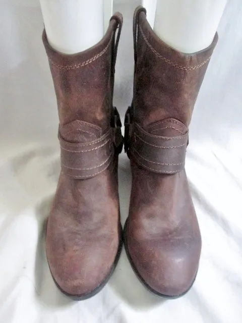 EUC Womens MOSSIMO SUPPLY CO. Leather HARNESS Engineer BOOTS 9.5 BROWN