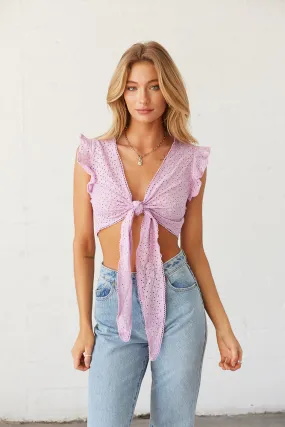 Evie Eyelet Tie Front Crop Top