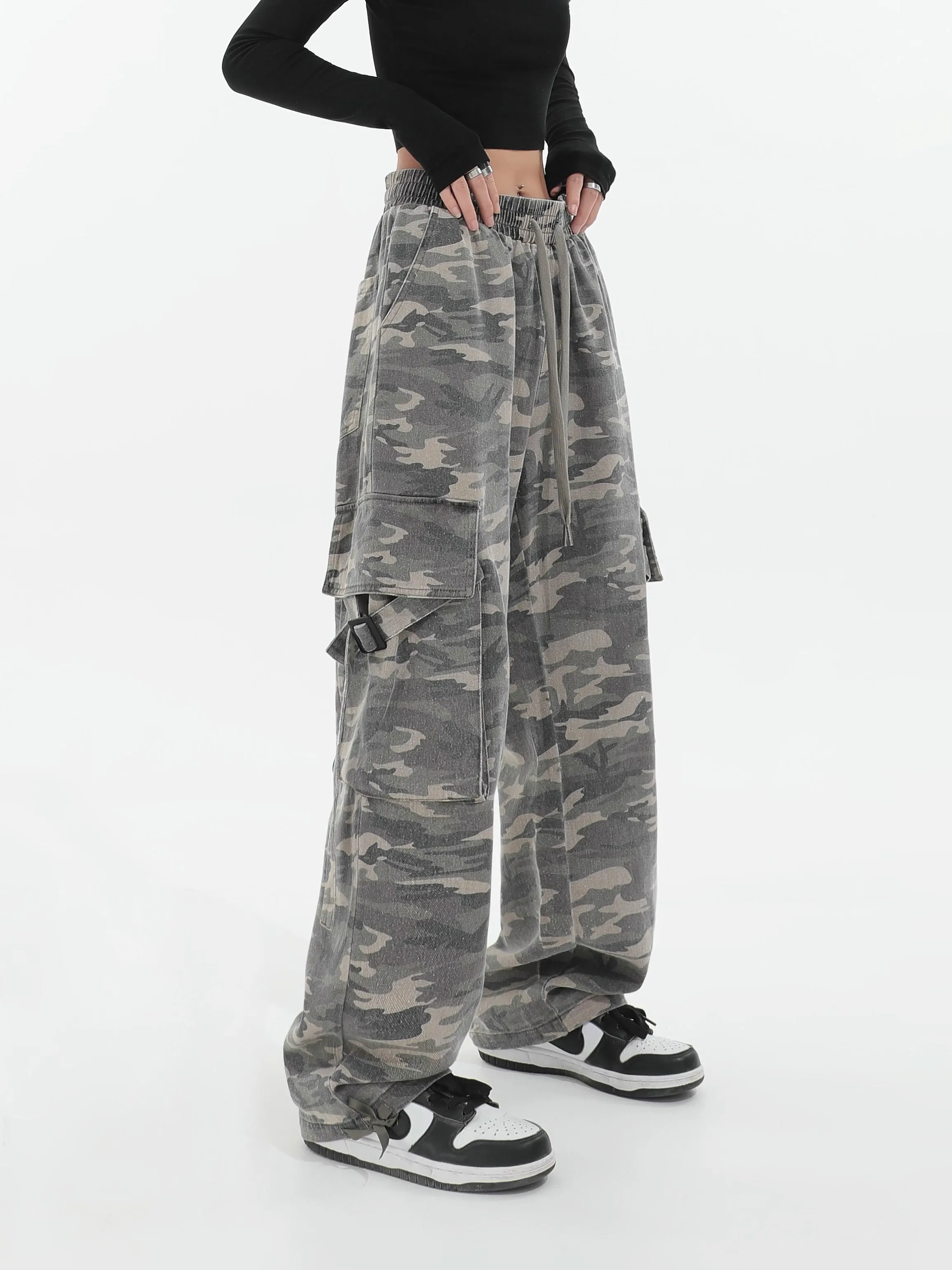 Faded Camo Straight Cargo Pants