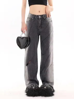 Faded Cutout Side-Stripe Jeans