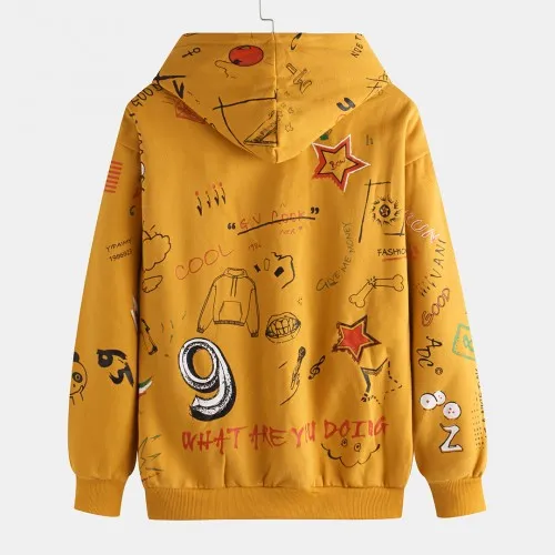 Fast Shipping Single Road Trendy Japanese Yellow Anime Hoodie