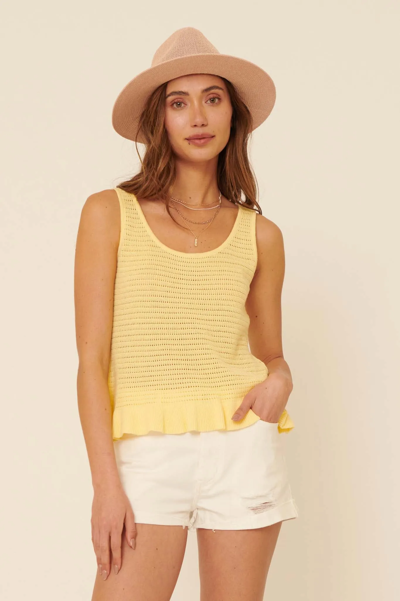 Festival Girl Ruffled Crochet Tank Top