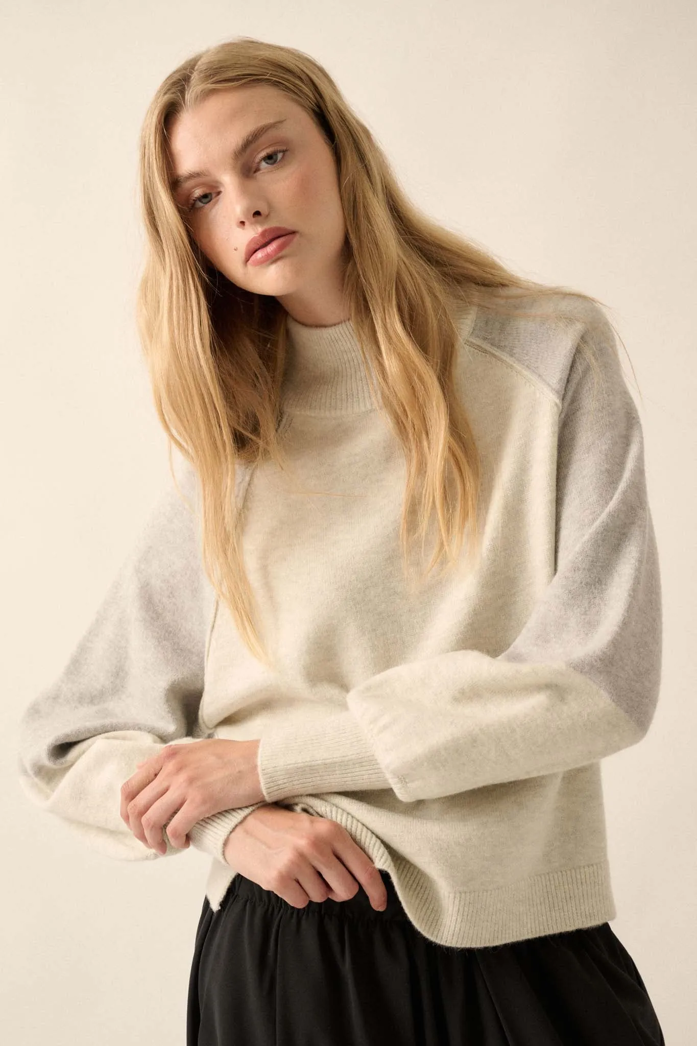 Find Your Truth Colorblock Mock-Neck Sweater