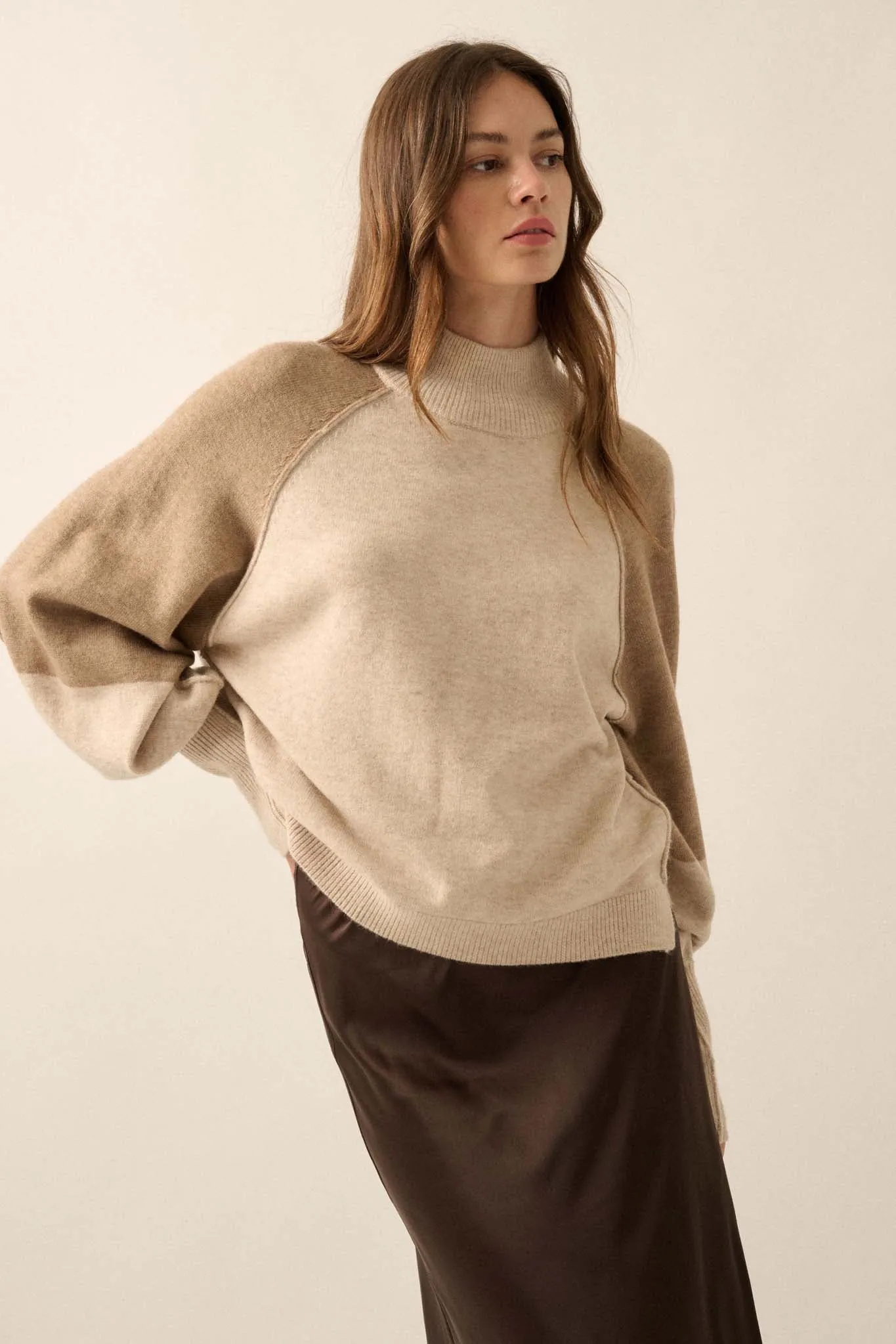 Find Your Truth Colorblock Mock-Neck Sweater