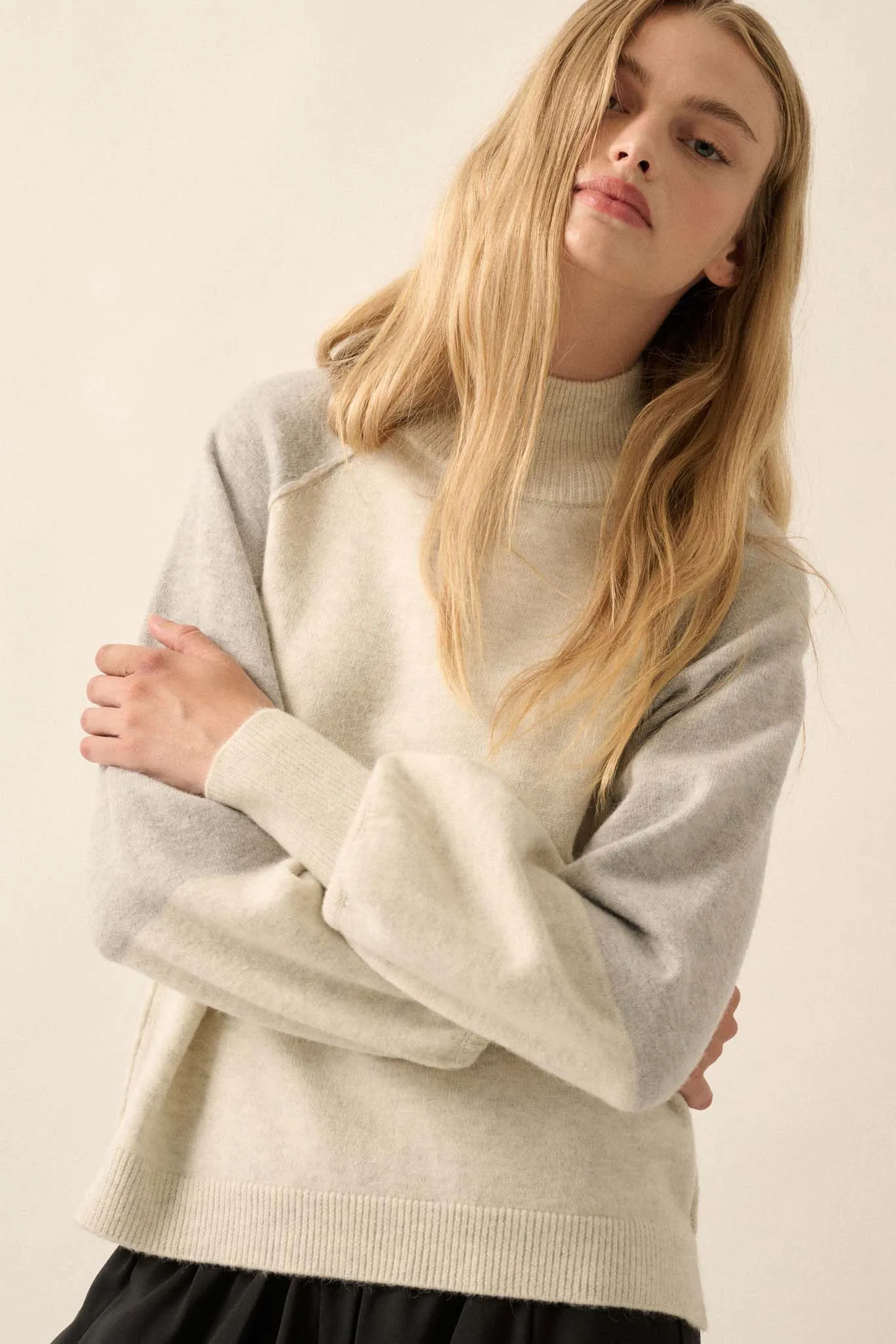 Find Your Truth Colorblock Mock-Neck Sweater