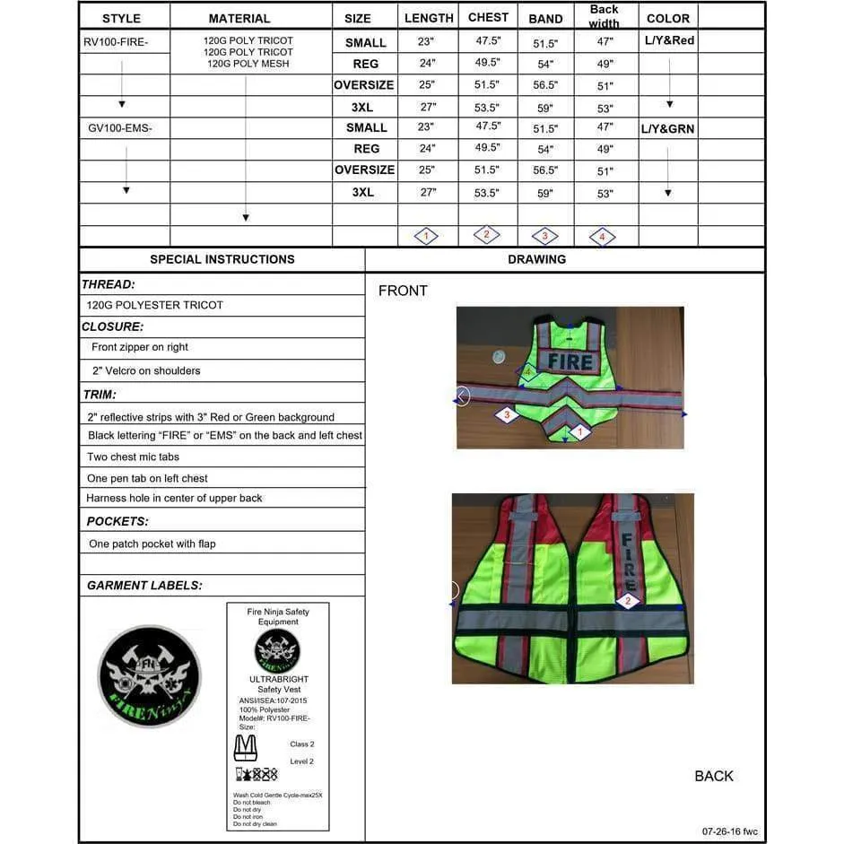 Fire Ninja Ultra-bright Green/Blue-EMS Public Safety Vest