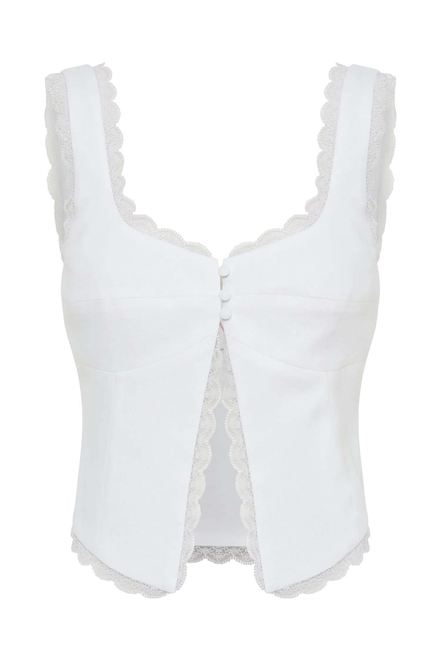 Franca Linen Sleeveless Top - White