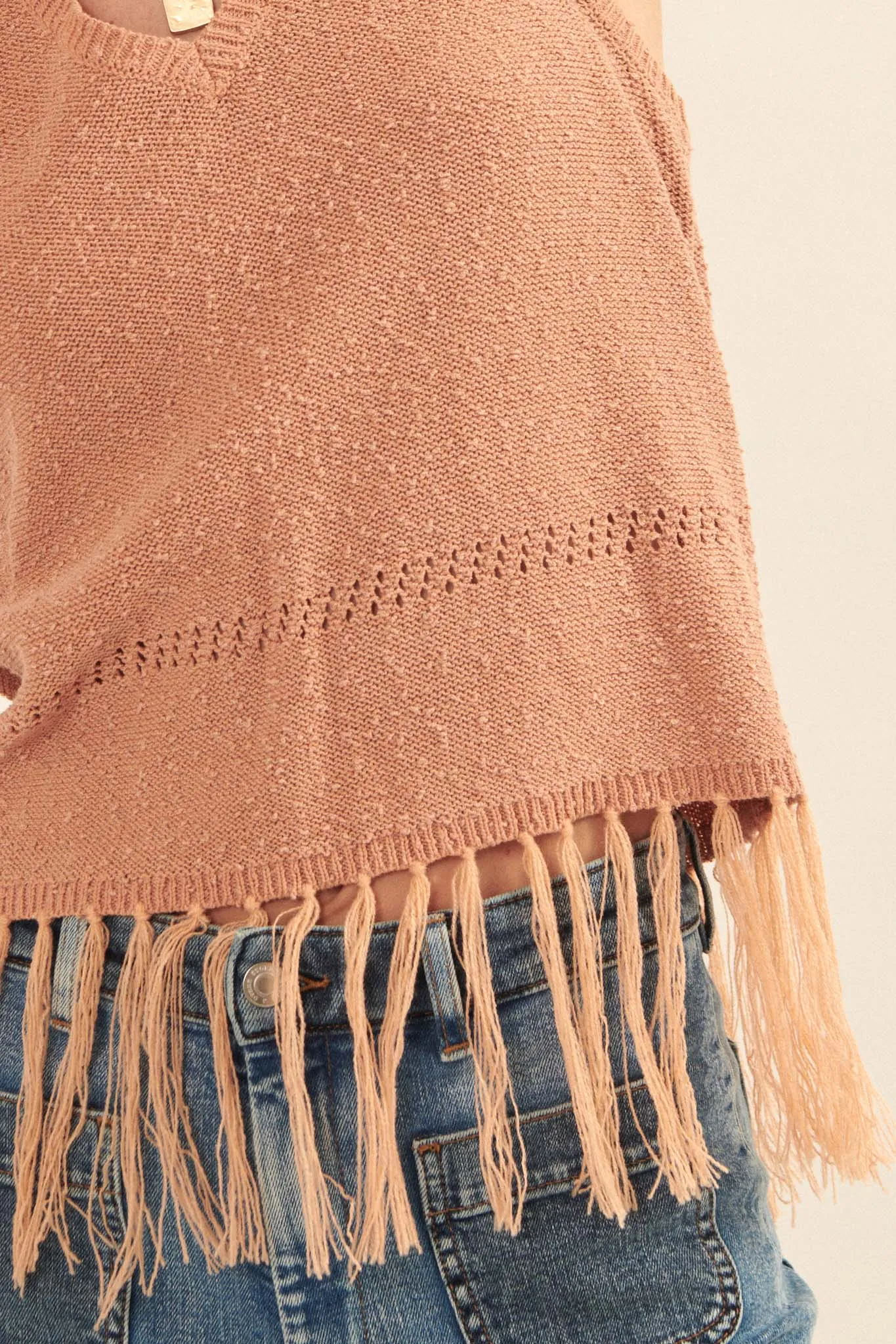 Fringe Festival Tassel-Hem Sweater Tank Top