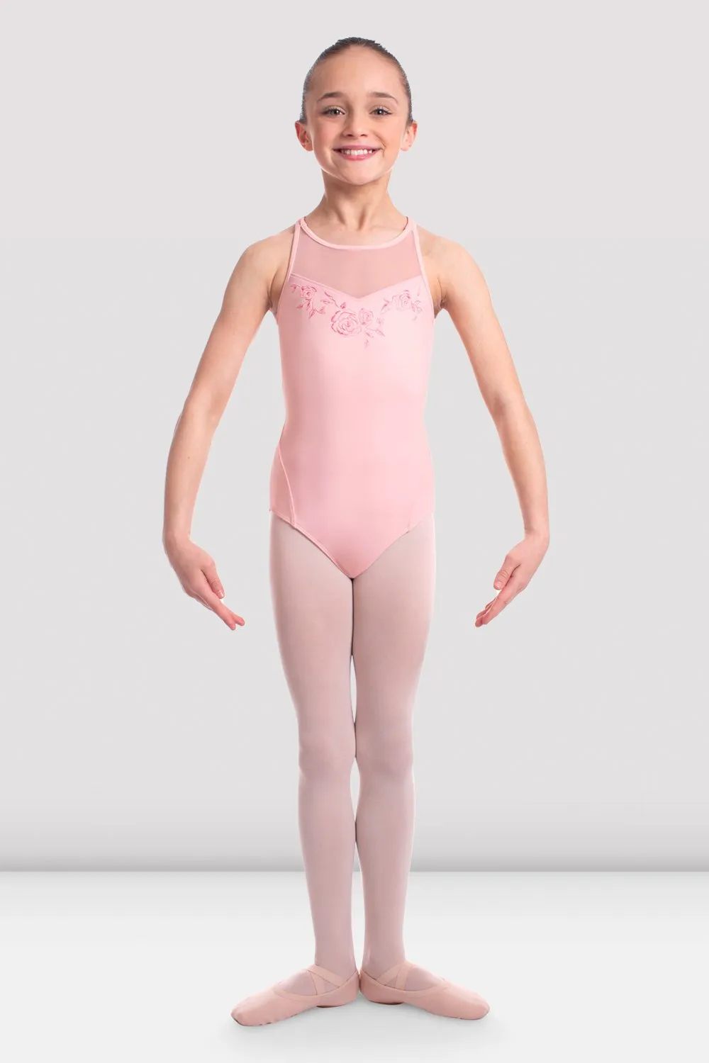 Girls Janee Rose Embroidered Cross Back Leotard