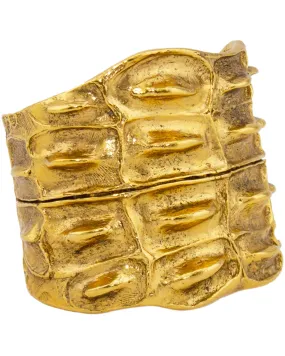 Gold Tone Alligator Motif Cuff