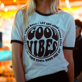 Good Vibes Ringer Tee Shirt (Wholesale)