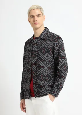 Grey Bandana Print Summer Jacket