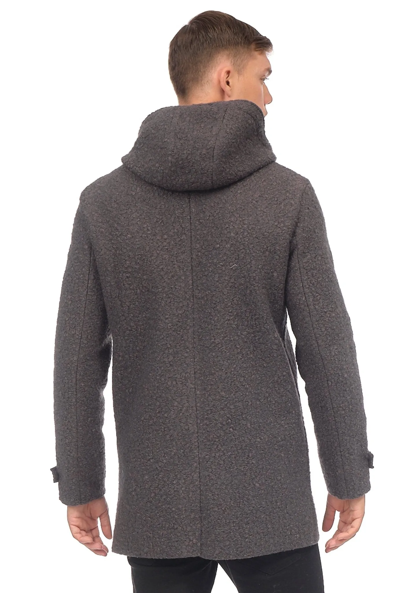 Grunge Hood Boucle Coat Unquilted - Anthracite