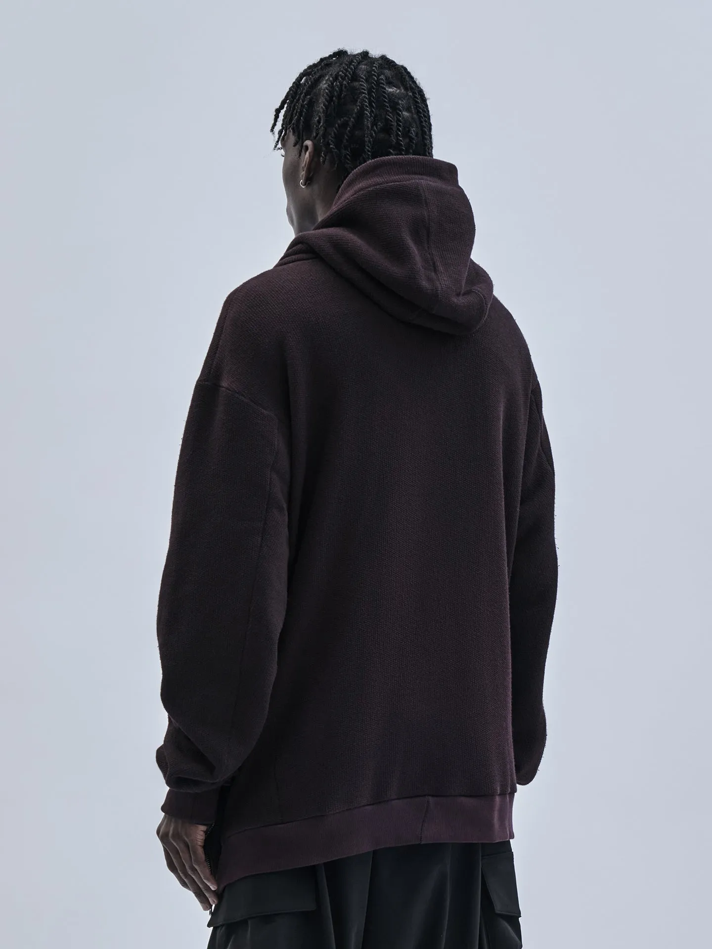 gurutze hoodie cold dyed burgundy