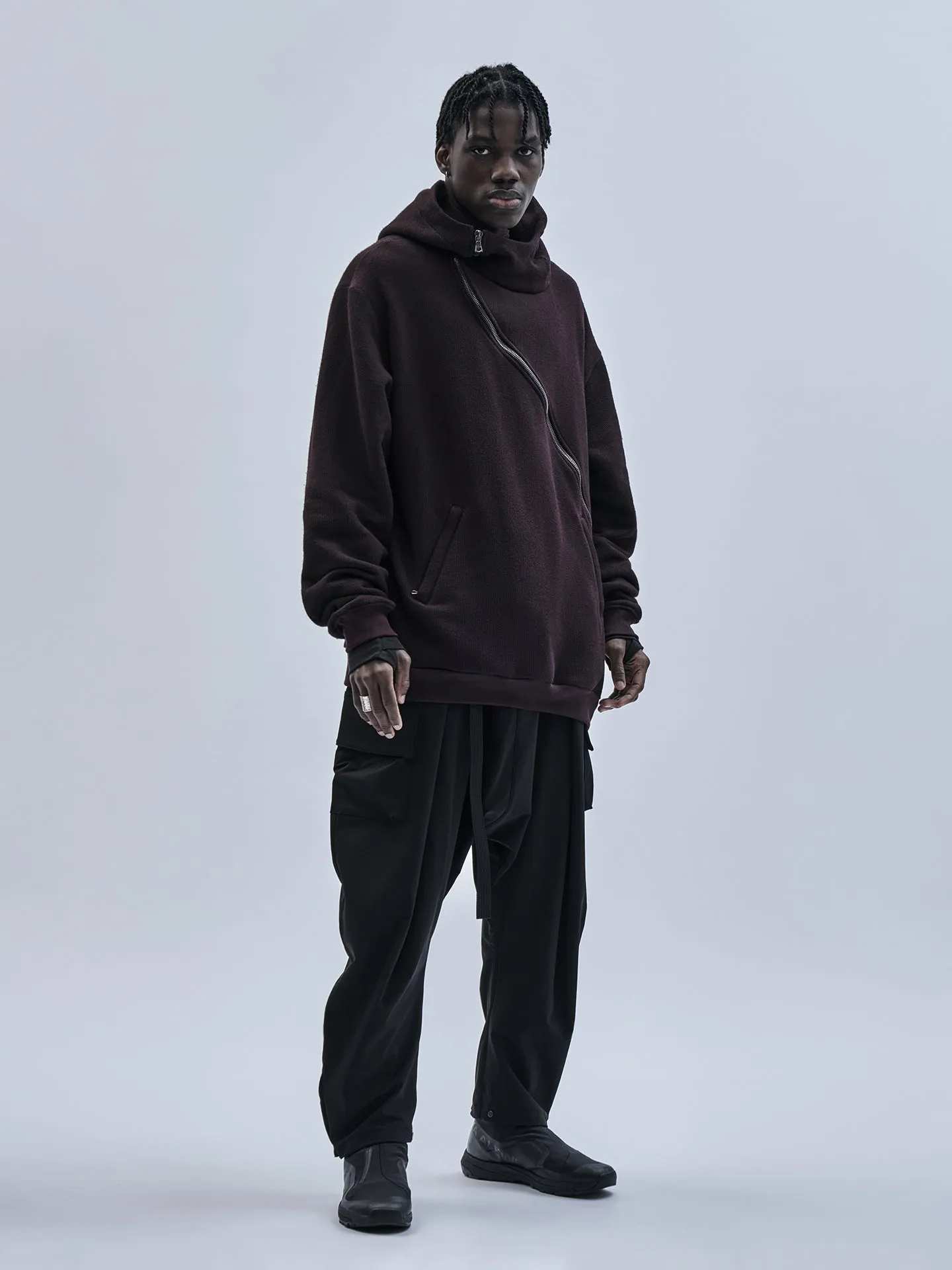 gurutze hoodie cold dyed burgundy