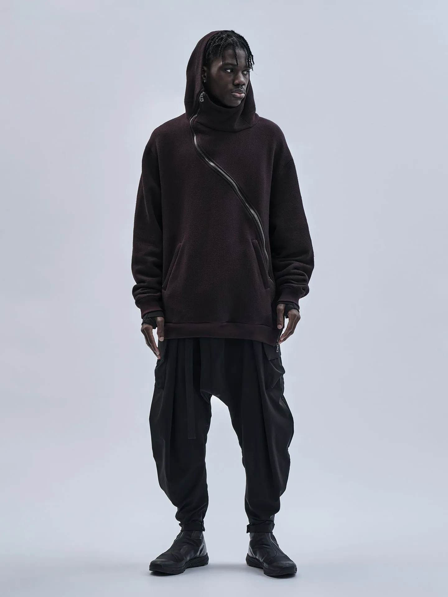 gurutze hoodie cold dyed burgundy