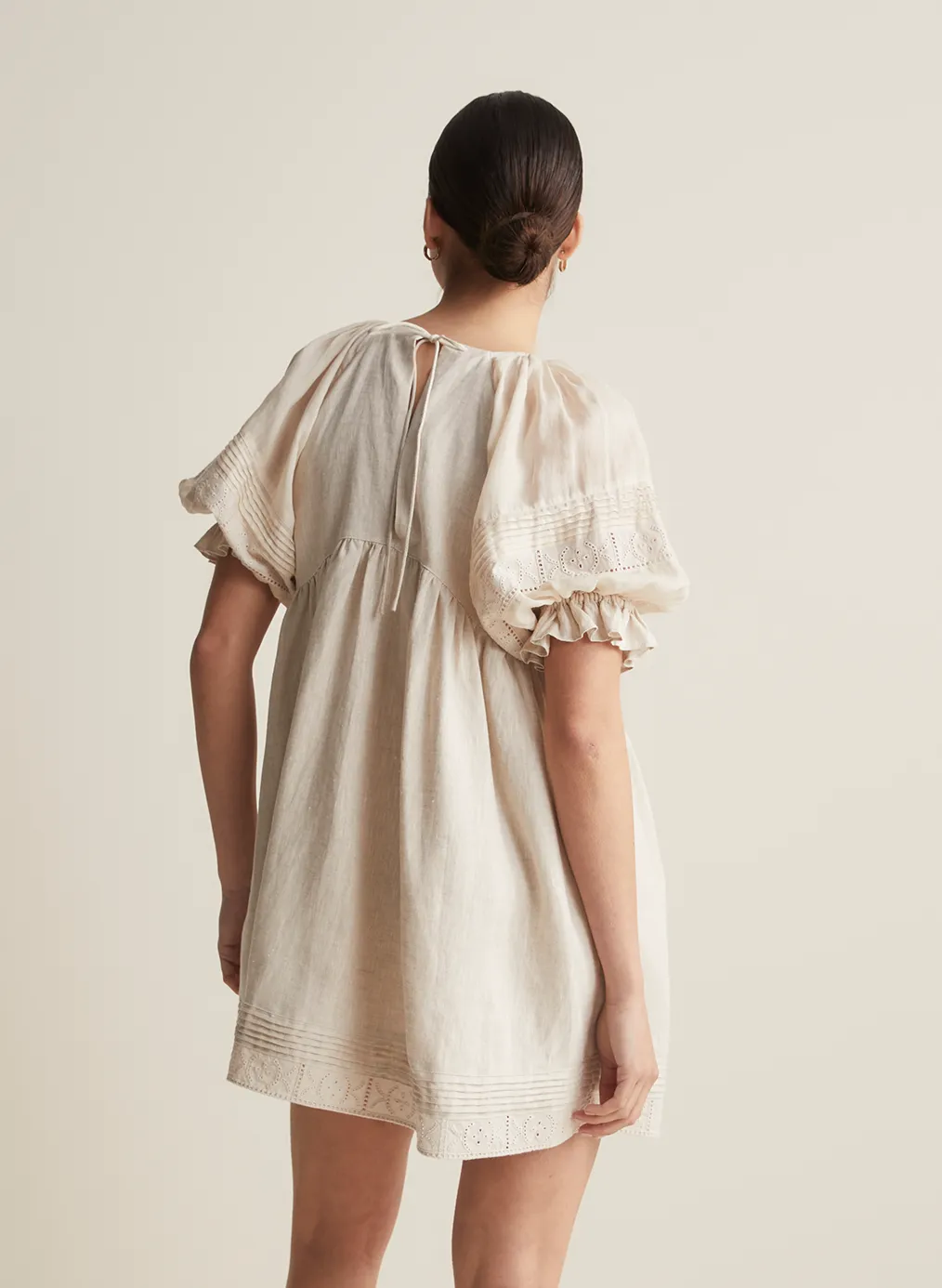 Gwendalin Linen Mini Smock Dress | Flax  | Restock