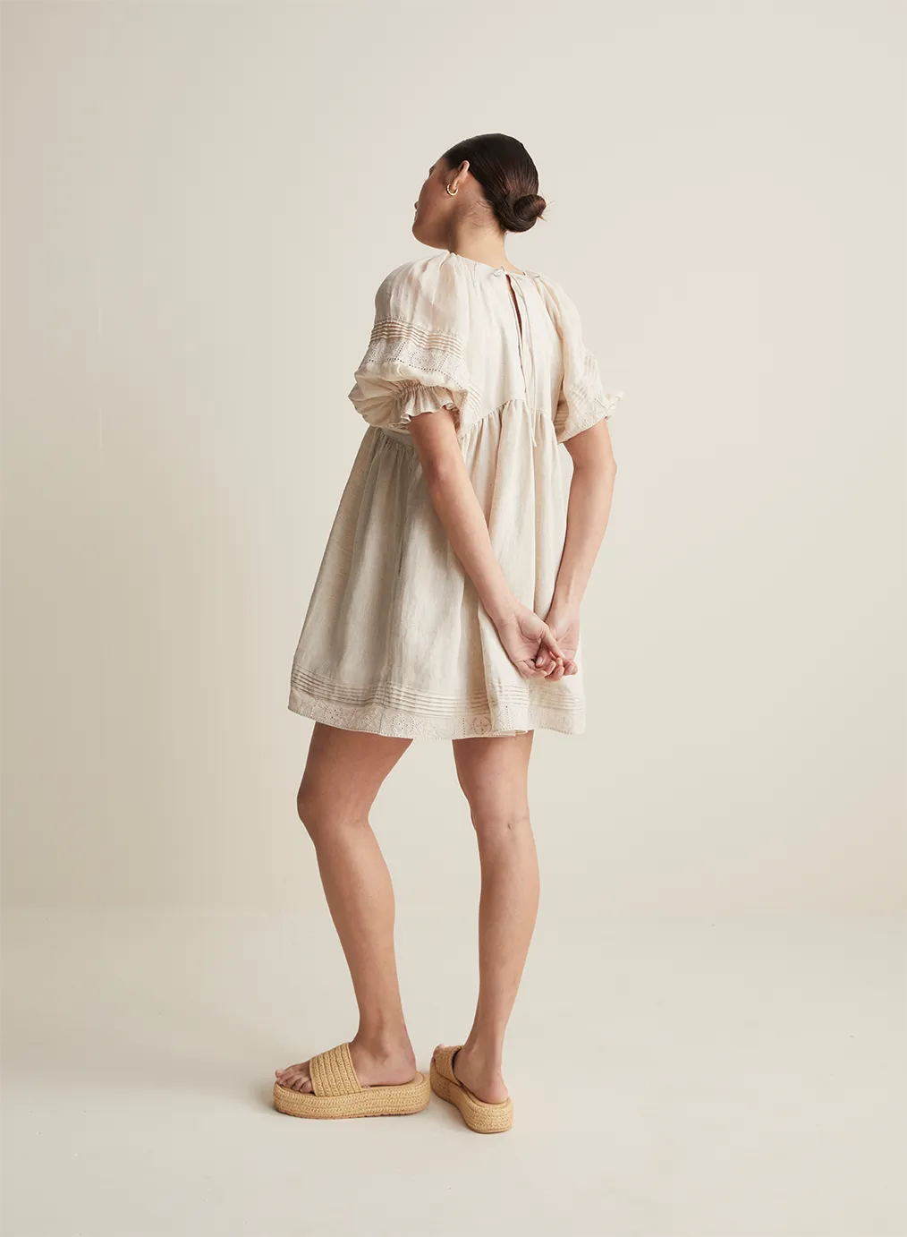 Gwendalin Linen Mini Smock Dress | Flax  | Restock