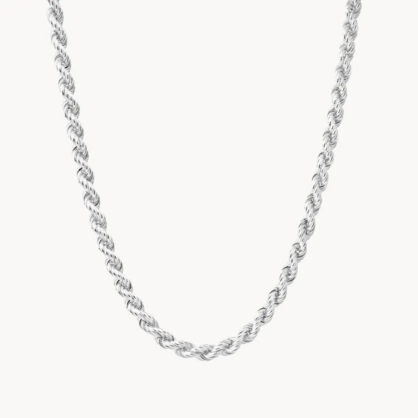 Heavy Rope Chain Necklace in Silver