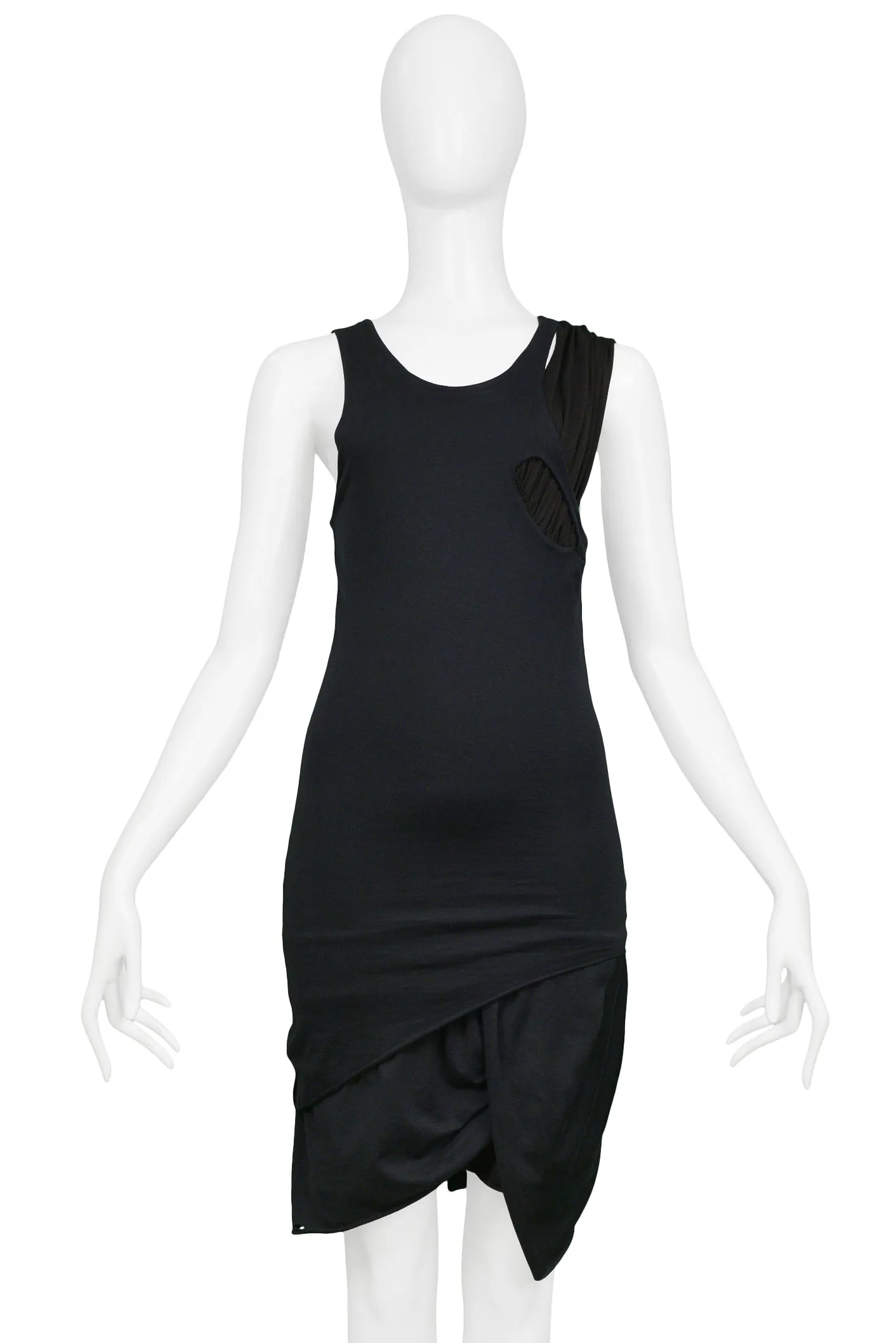 HELMUT LANG BLACK DECONSTRUCTED CONCEPT TANK DRESS