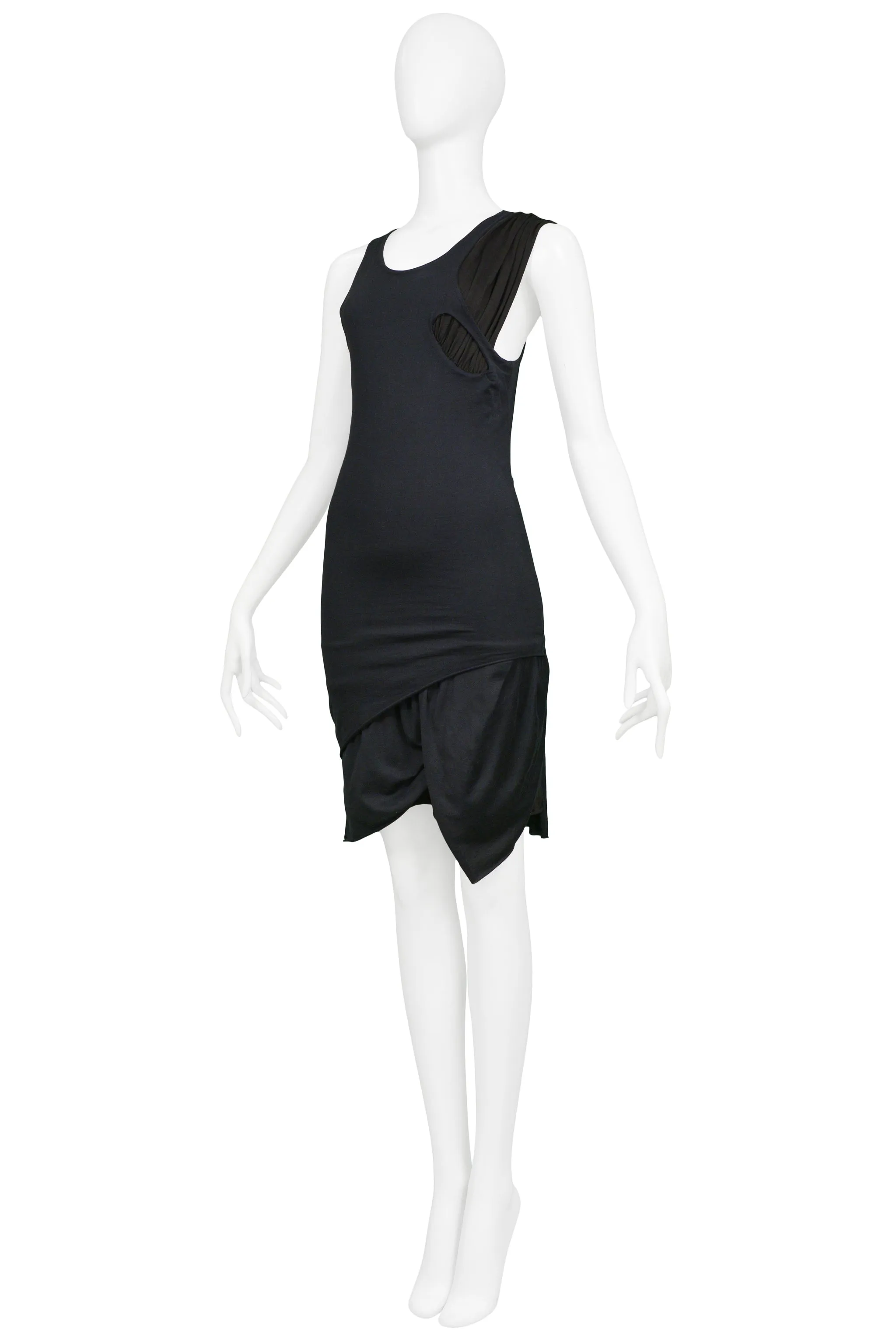 HELMUT LANG BLACK DECONSTRUCTED CONCEPT TANK DRESS