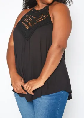 HI Curvy Plus Size Crochet Hem Cami Top