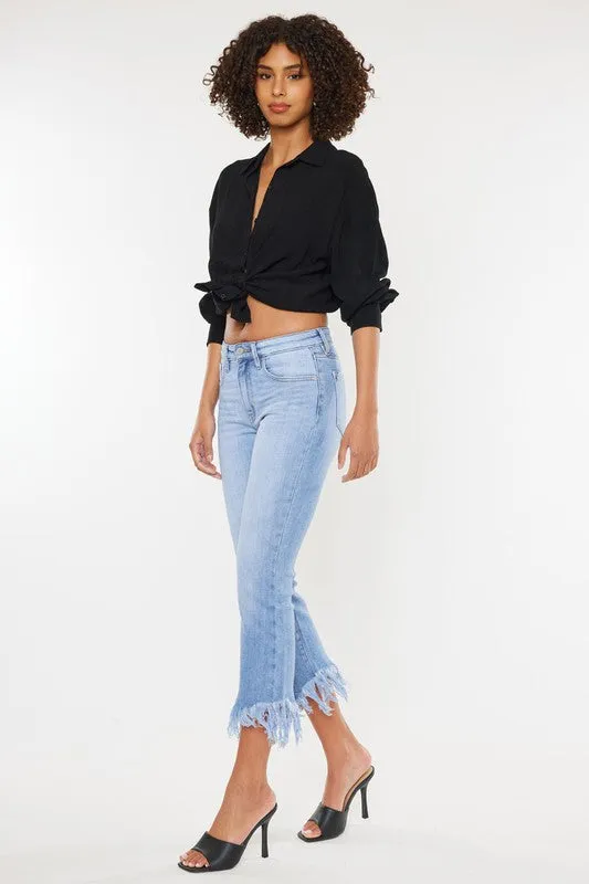 High Rise Crop Bootcut Denim Pants