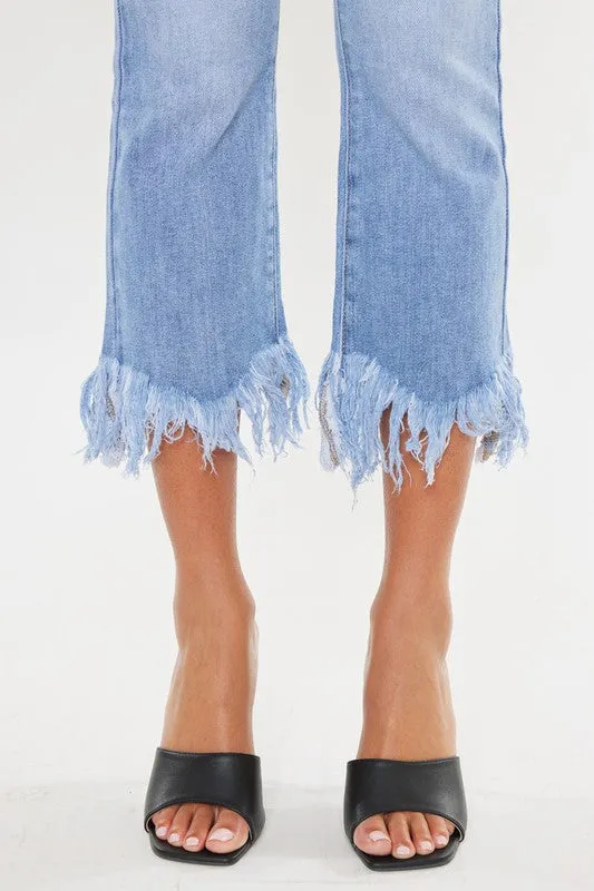 High Rise Crop Bootcut Denim Pants