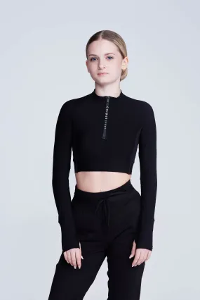 Ignite Long-Sleeve Crop Top in Black