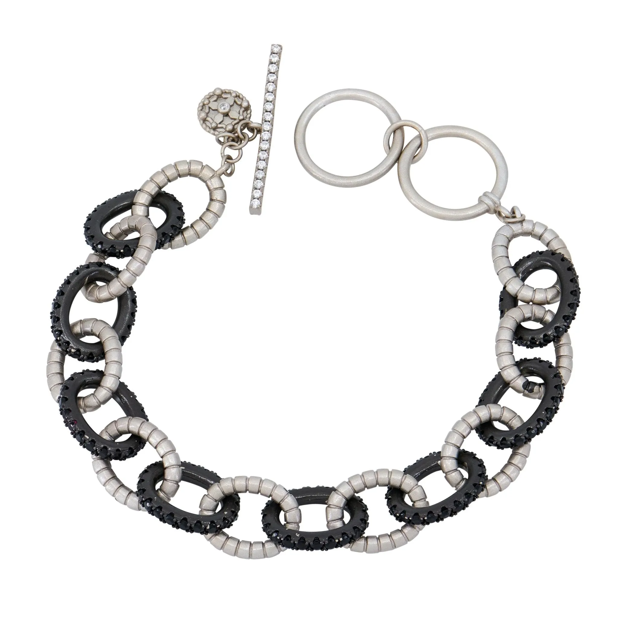 Industrial Finish Pavé Grit Chain Link Bracelet - Limited Edition