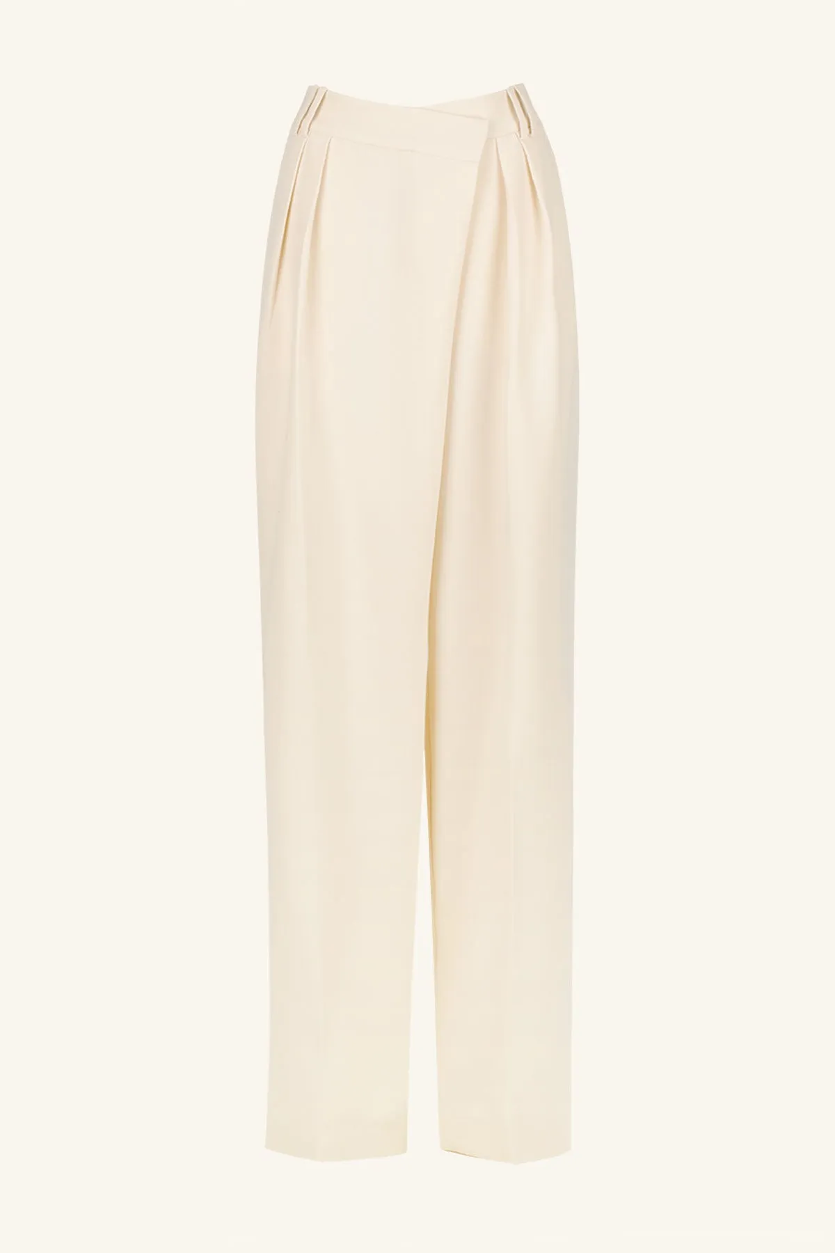 IRENA ASYMMETRICAL PLEAT FRONT PANT - RICE