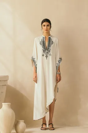 Ivory Asymmetrical Mirror Kaftan-RTS