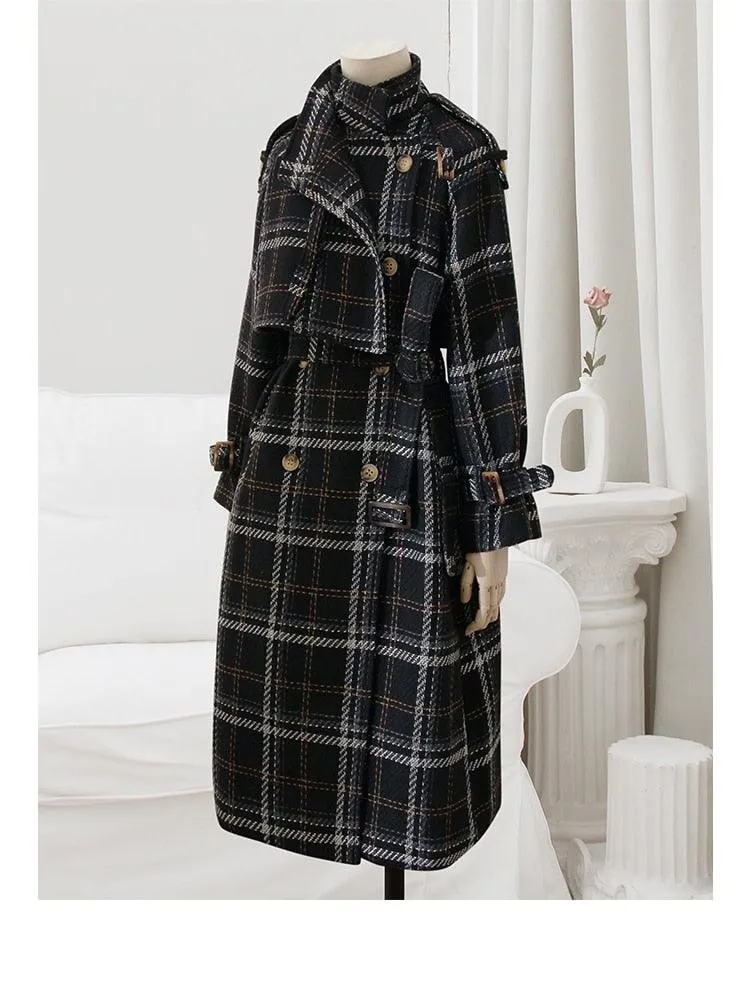 Jackie Plaid Trench Coat