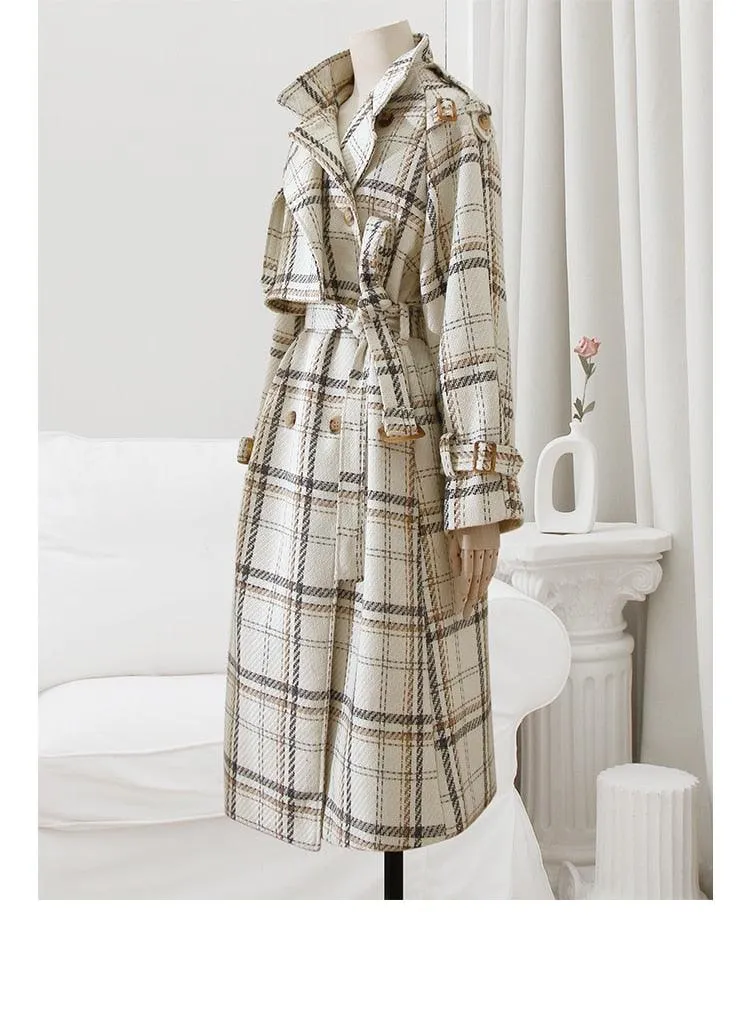 Jackie Plaid Trench Coat