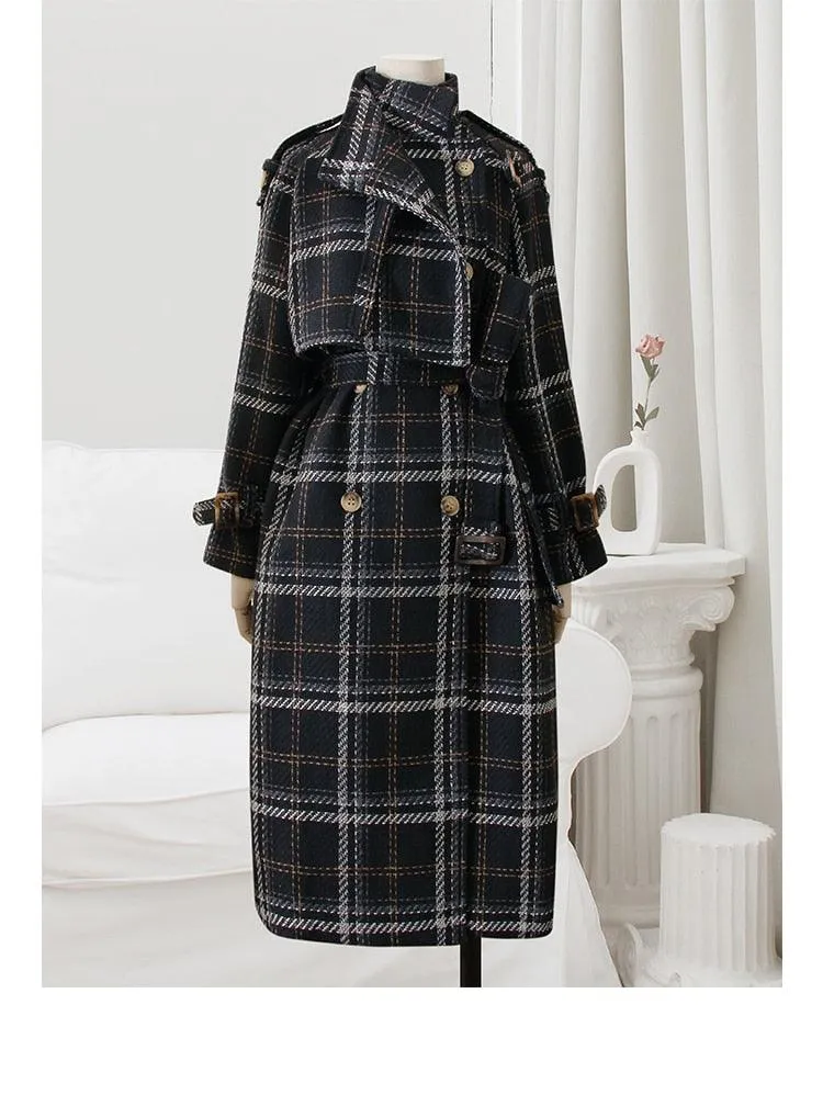 Jackie Plaid Trench Coat