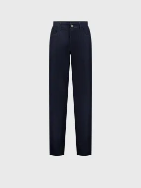 Jeans with Suede Calfskin Patch Navy Blue